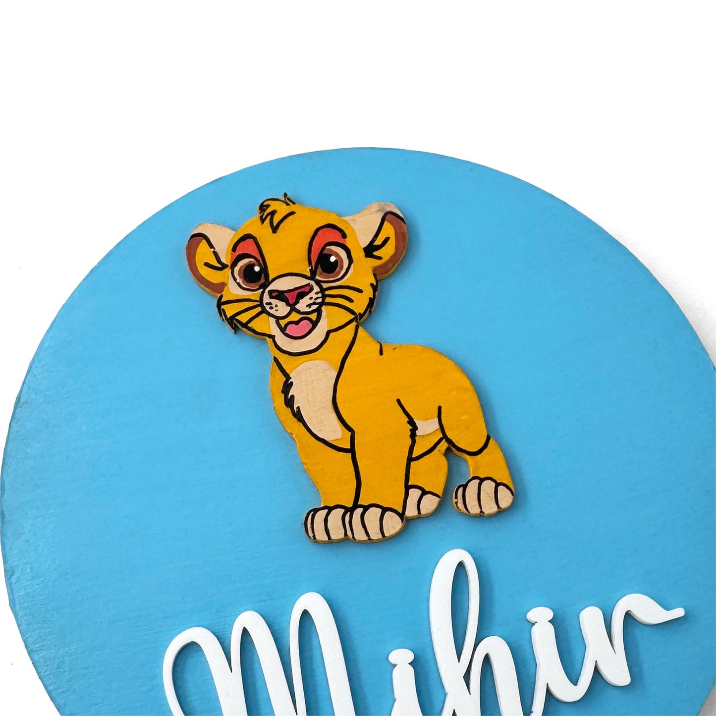 Simba Lion King Themed Hand-Painted Wooden Name Plate For Kids