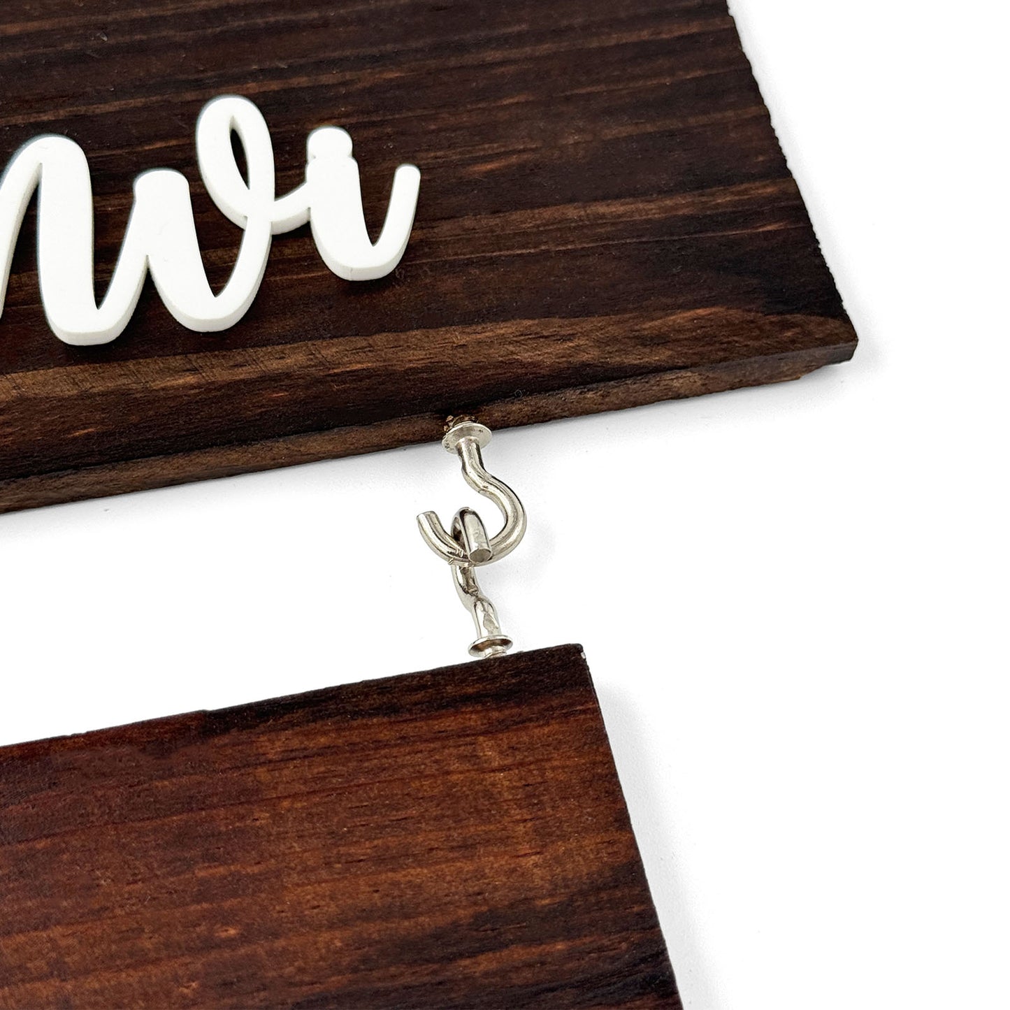 Three Plank Hand-Painted Wooden Name Plate For Home - Wooden Finish