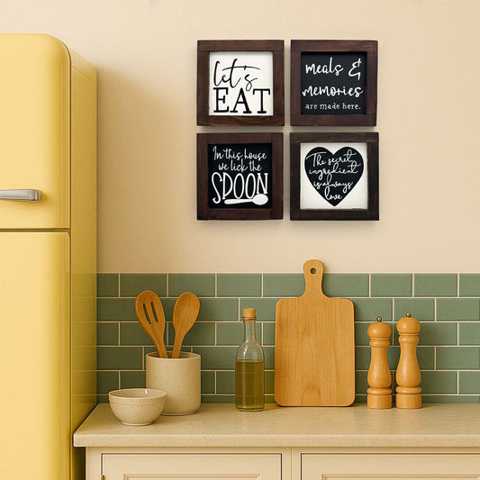 Hand-Painted Wooden Kitchen Wall Combo of 4 - Combo One