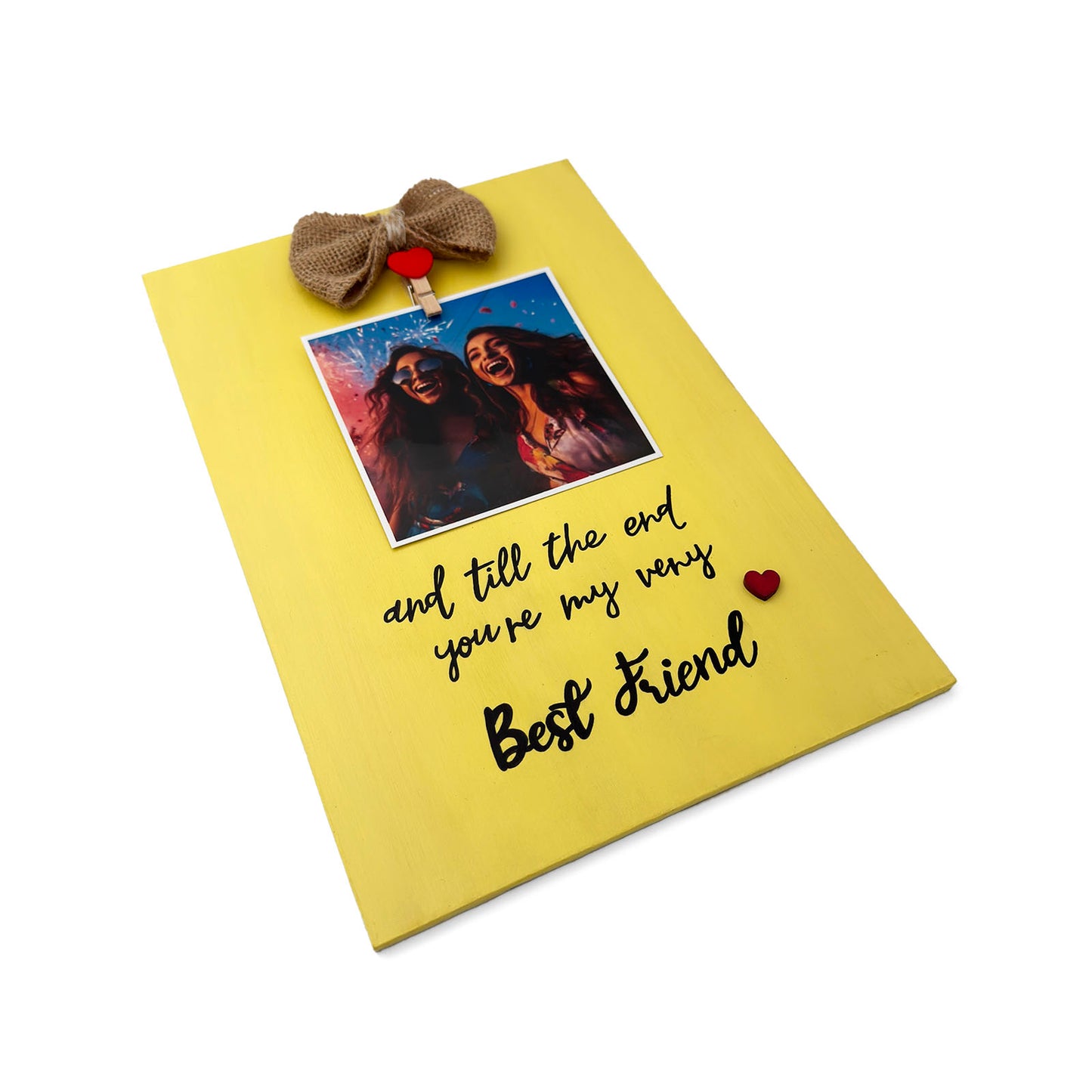 Best Friend Hand-Painted Wooden Photo Holder - Yellow
