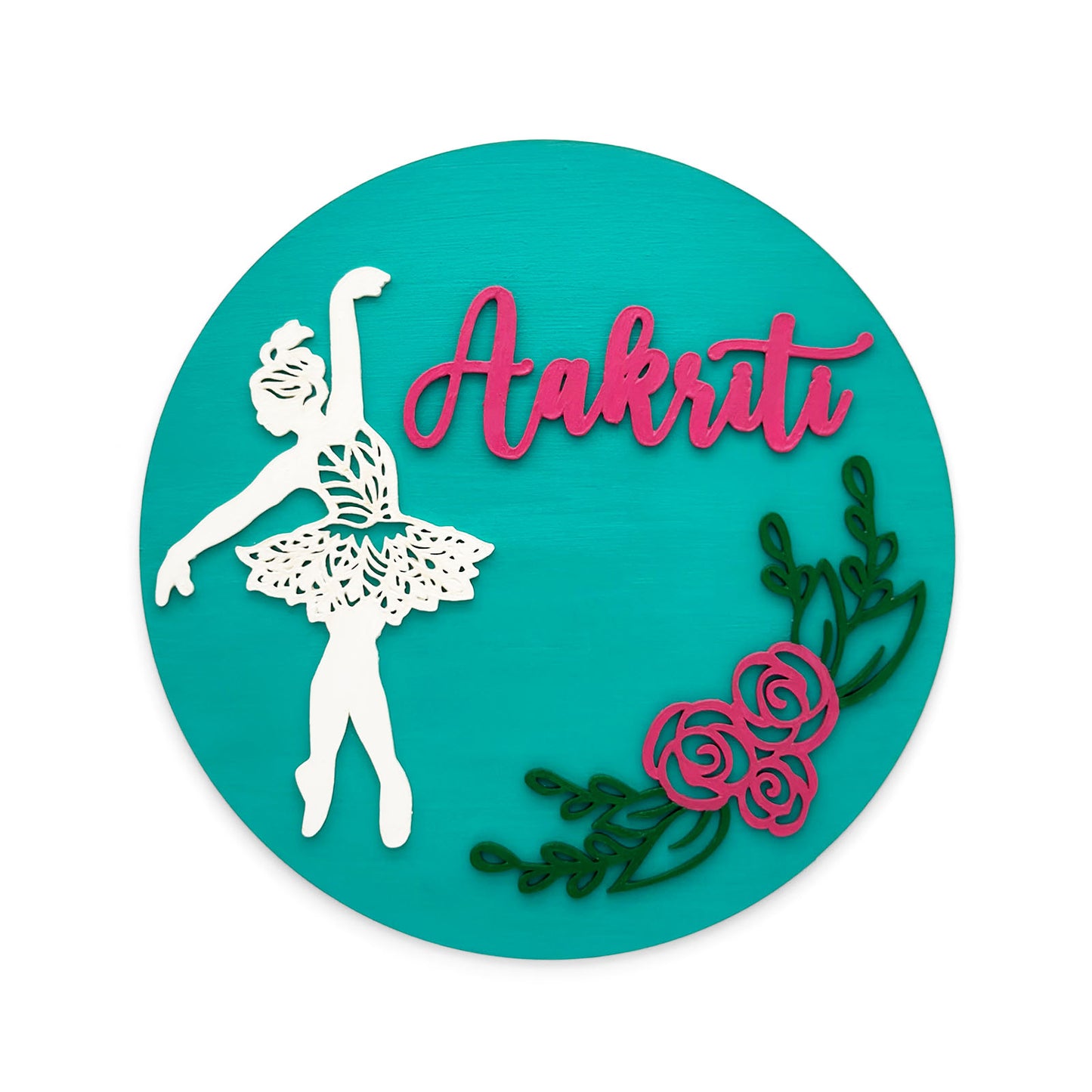 Dance Themed Hand-Painted Wooden Kids Name Plate