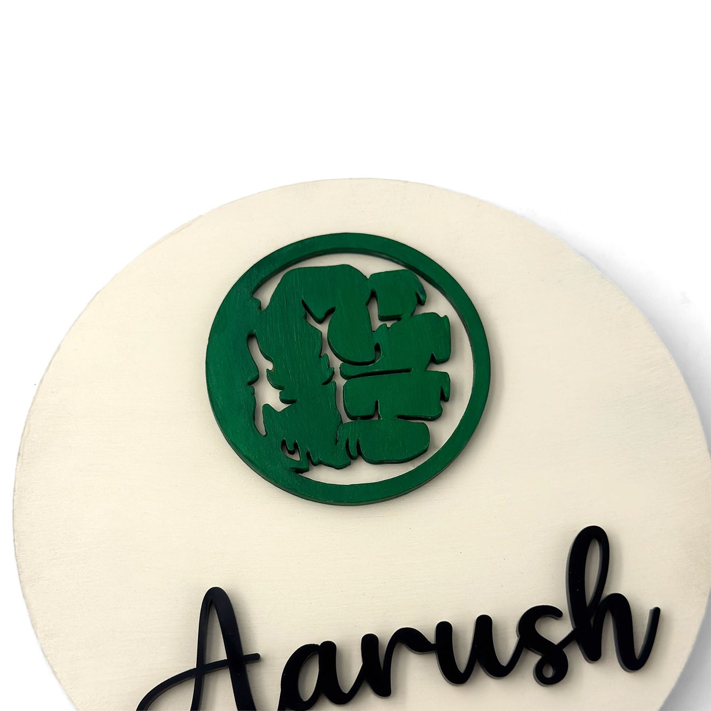 Hulk Fist Themed Hand-Painted Wooden Name Plate For Kids