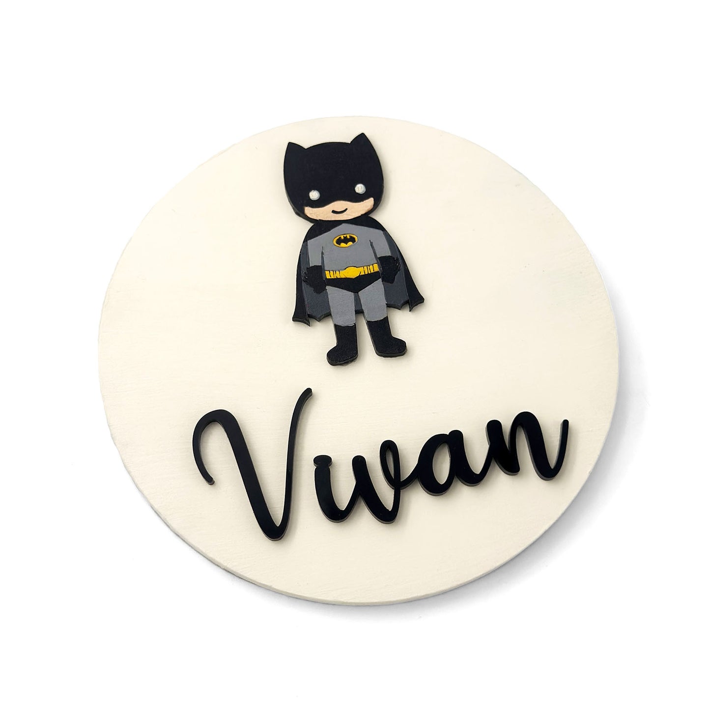 Batman Themed Hand-Painted Wooden Name Plate For Kids