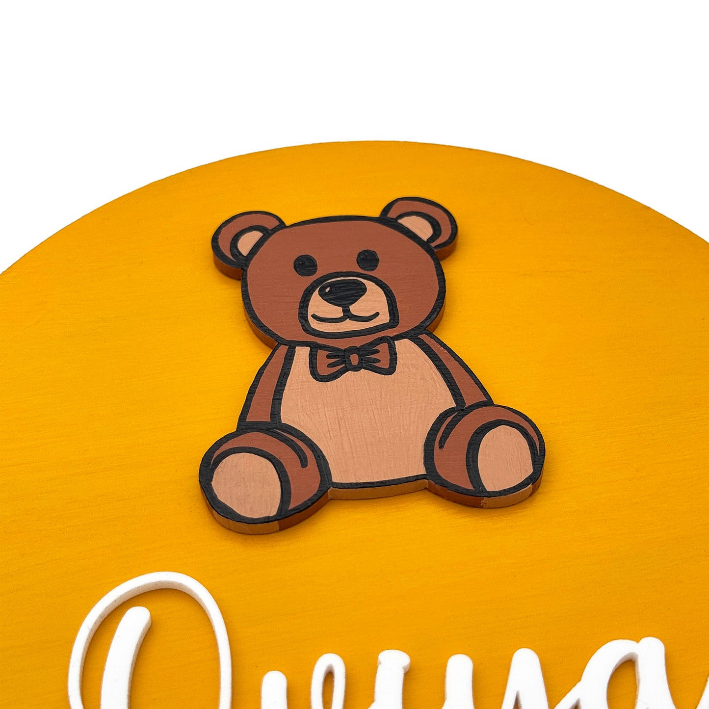 Teddy Bear Themed Hand-Painted Wooden Mini Kids Name Plate