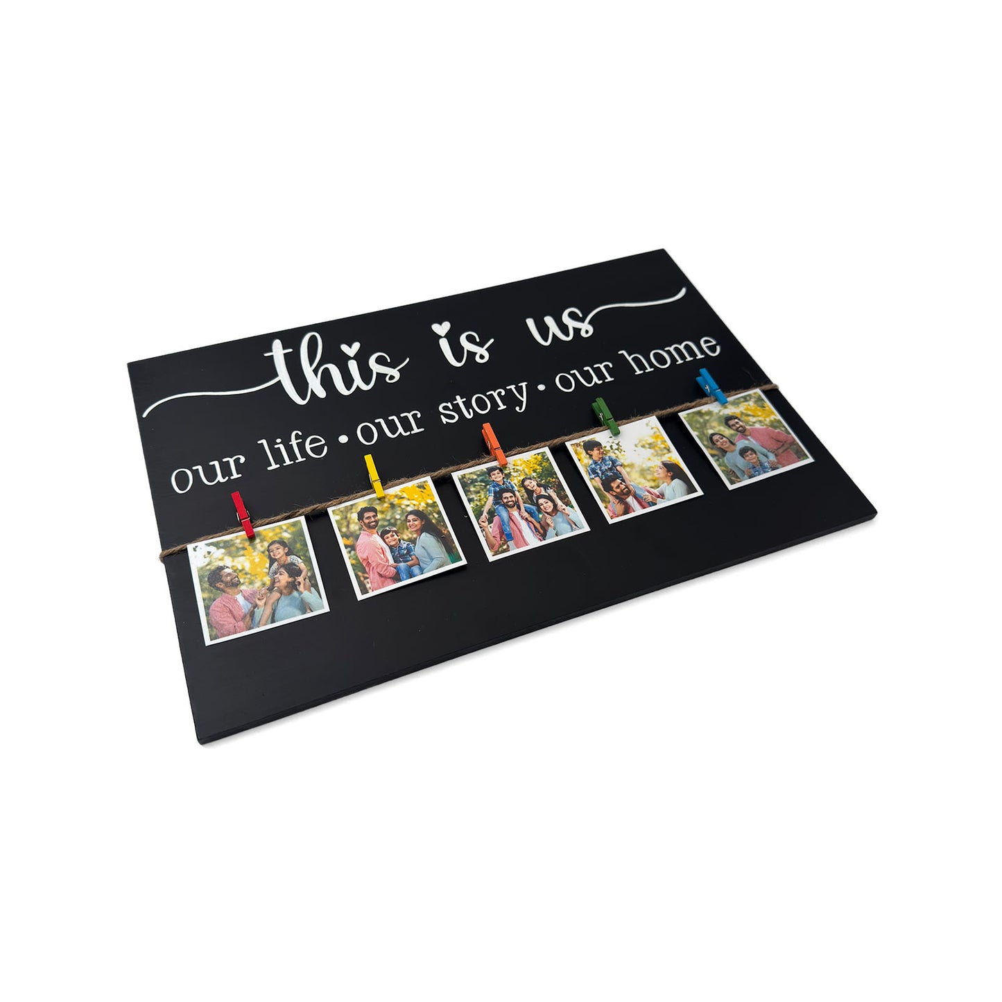 This Is Us Hand-Painted Wooden Photo Holder - Black
