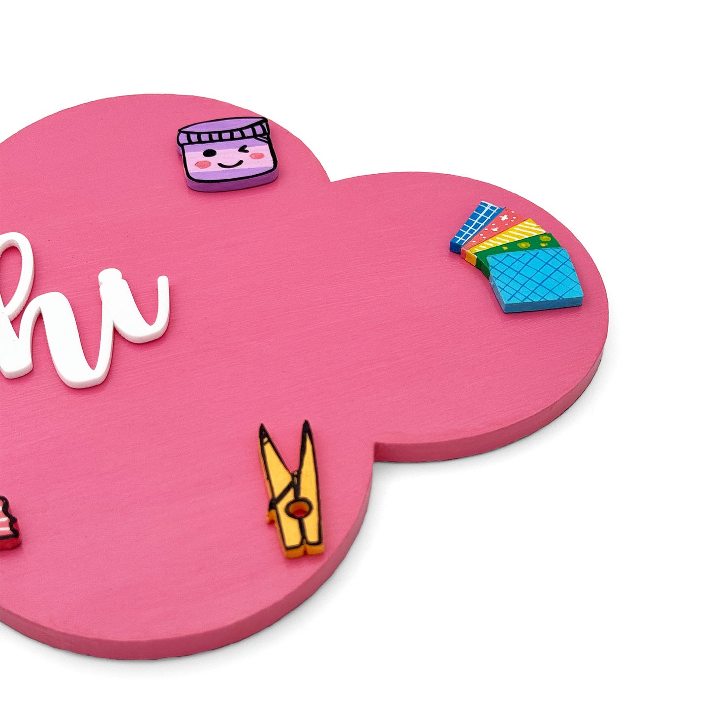 Crafts Themed Hand-Painted Wooden Kids Name Plate