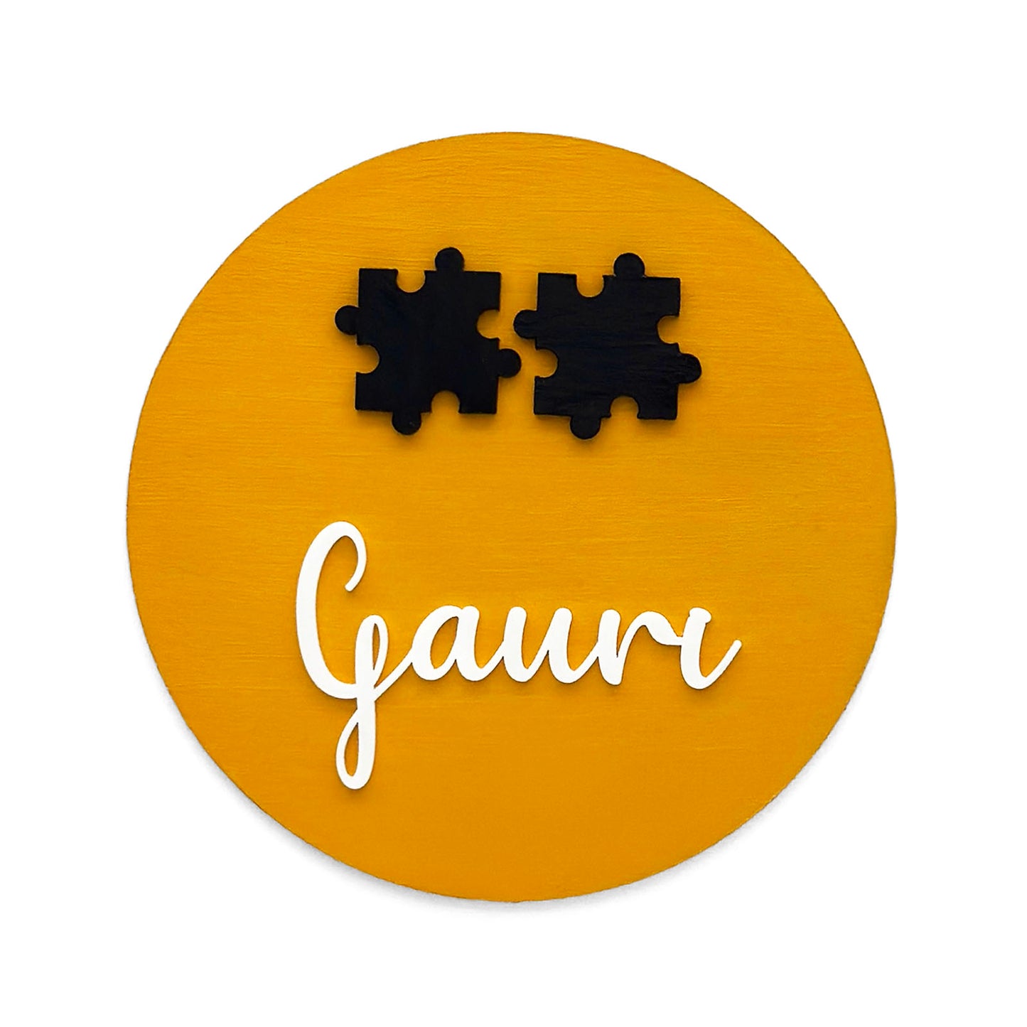 Puzzle  Themed Hand-Painted Wooden Mini Kids Name Plate