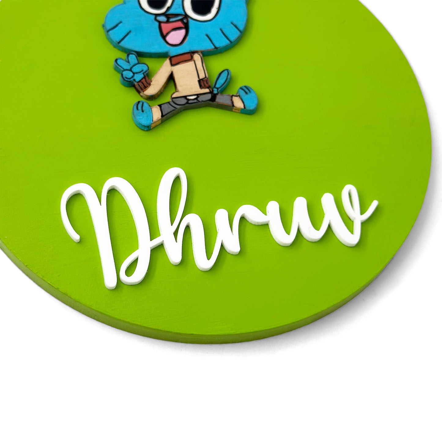 Gumball Themed Hand-Painted Wooden Name Plate For Kids
