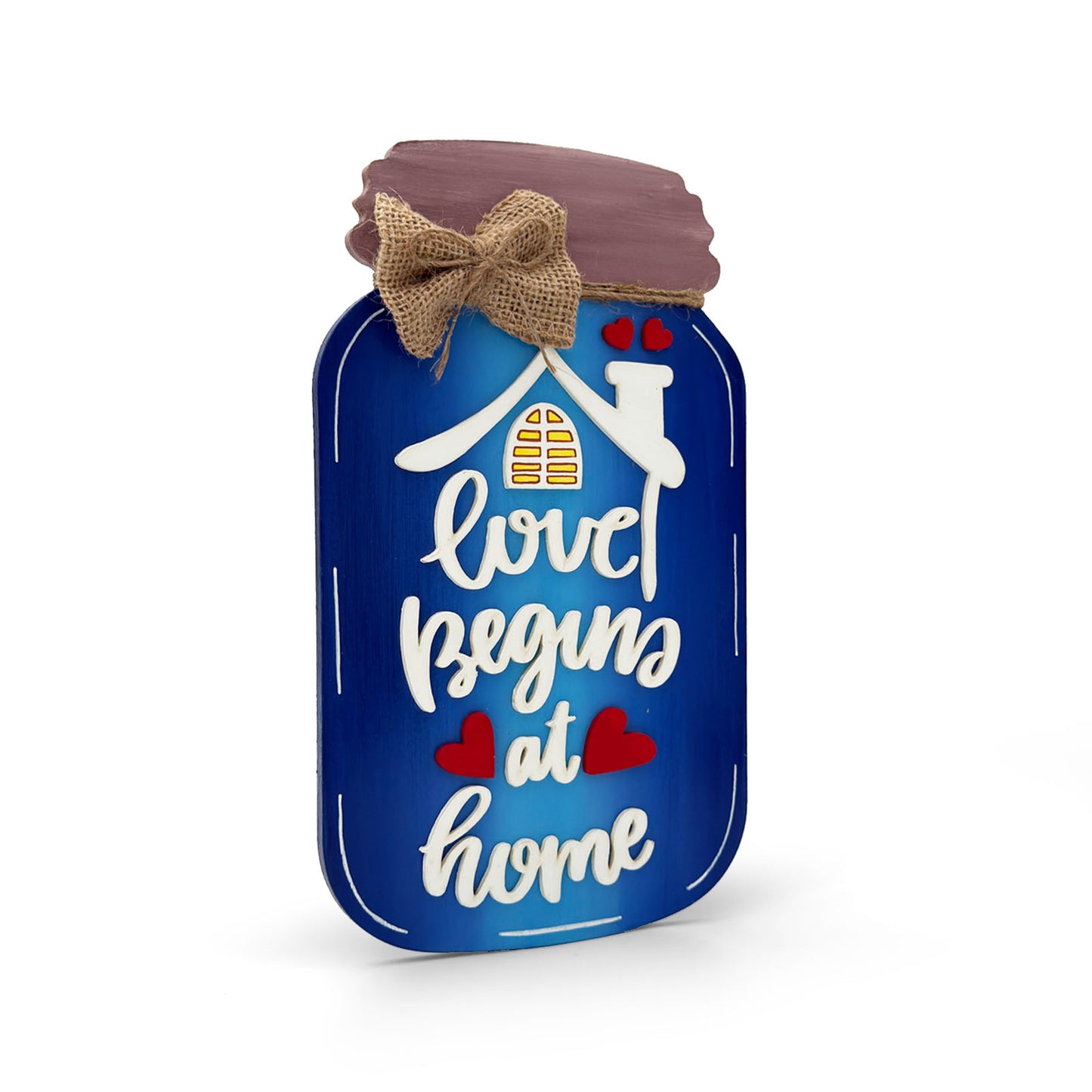 Love Begins At Home Hand-Painted Wooden Wall Hanging