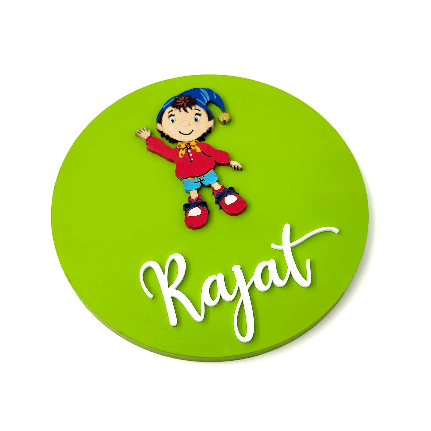 Noddy Themed Hand-Painted Wooden Name Plate For Kids