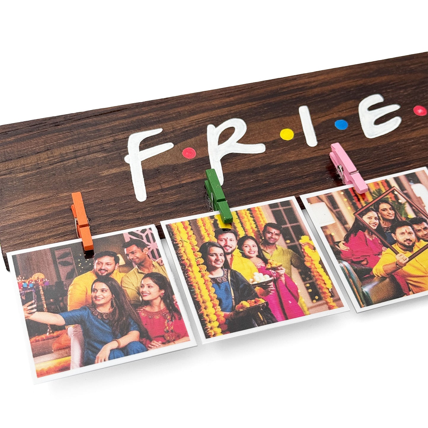 F.R.I.E.N.D.S. Hand-Painted Wooden Photo Holder - Wooden Finish
