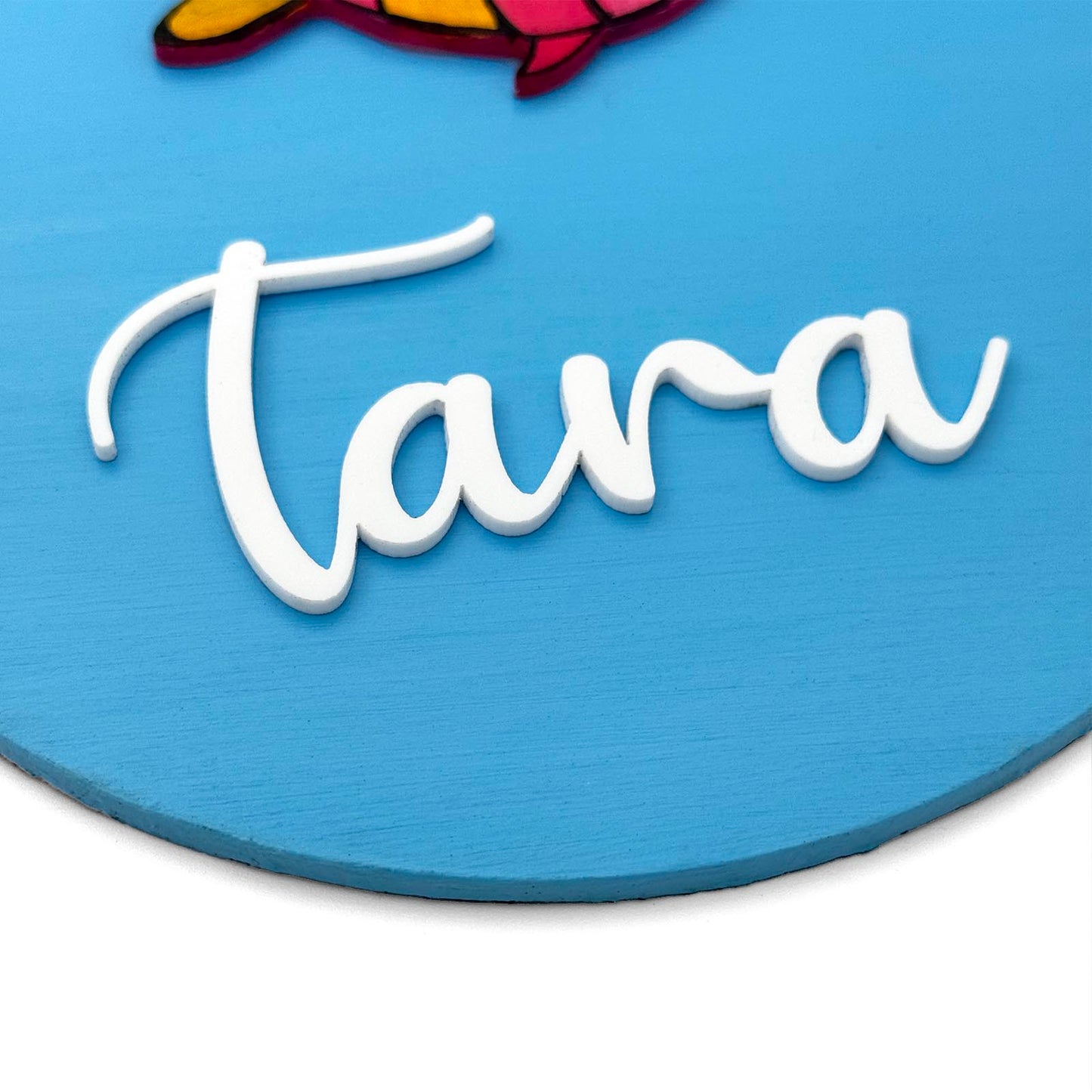 Fish Themed Hand-Painted Wooden Mini Kids Name Plate