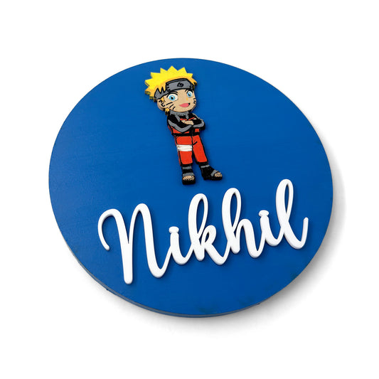 Naruto Themed Hand-Painted Wooden Name Plate For Kids