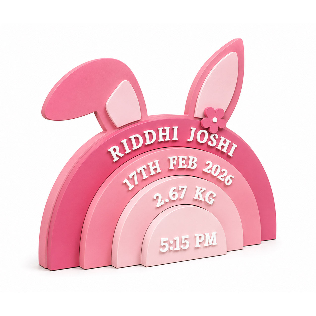 Rabbit Themed Hand-Painted Wooden Personalised Baby Birth Details Name Plate