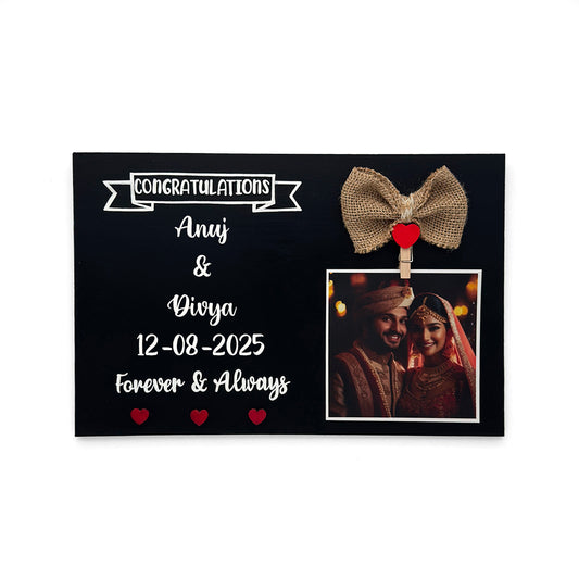 Wedding Hand-Painted Wooden Photo Holder - Black