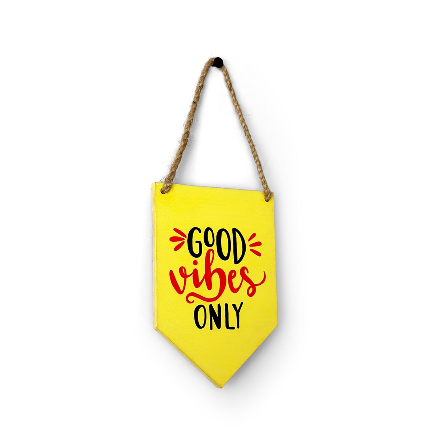 Good Vibes Only Hand-Painted Wooden Banner Hanging