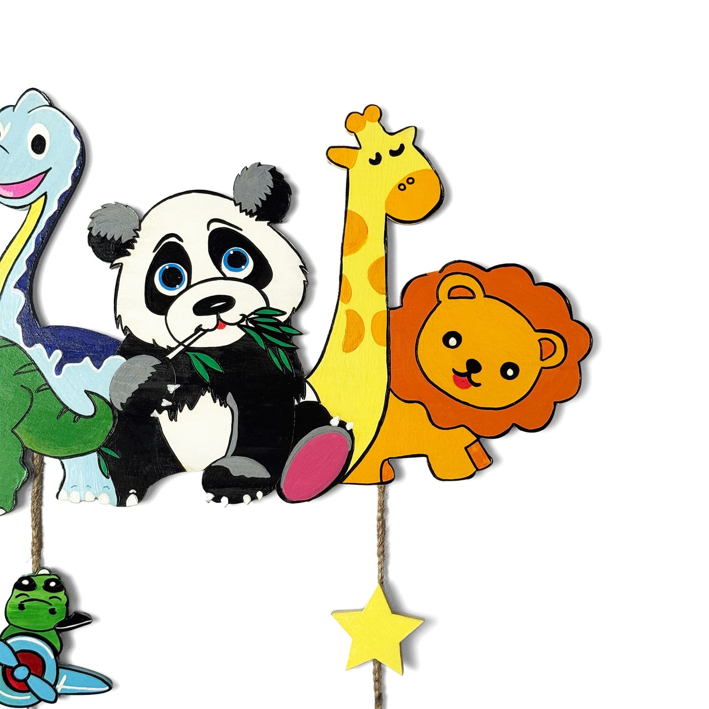 Animal and Dinosaur Themed  Hand-Painted Wooden Kids Name Plate