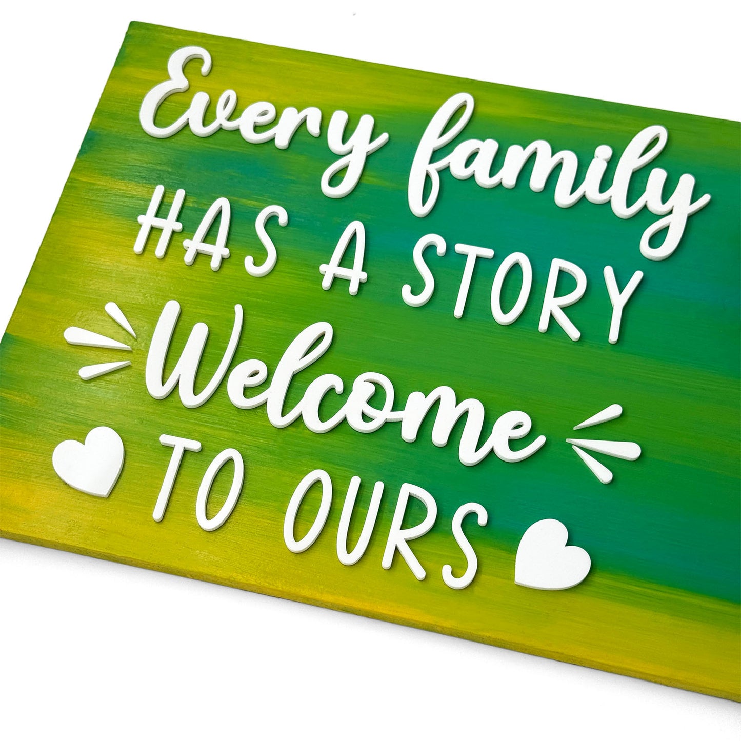 Every Family Has A Story Welcome To Ours Hand-Painted Wooden Name Plate With Jar For Home - Only Jar Board