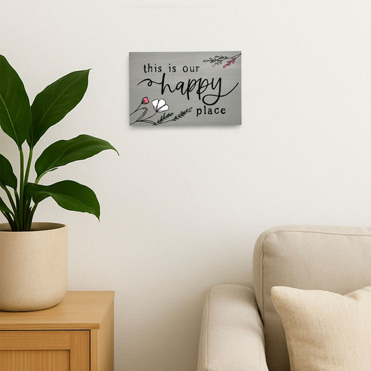 This Is Our Happy Place Hand-Painted Wooden Wall Hanging