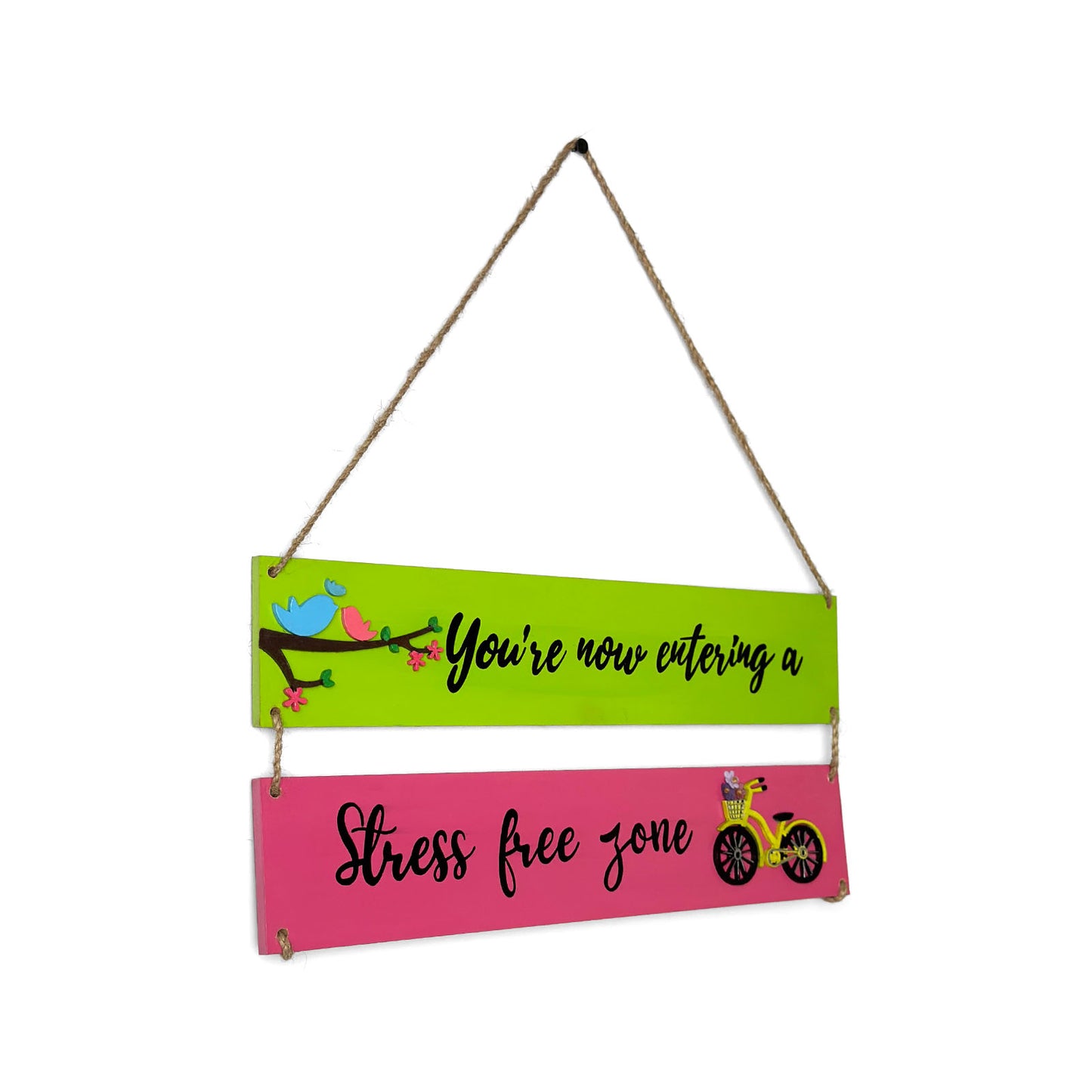 Stress Free Zone Hand-Painted Wooden Plank Wall Hanging - Design 1