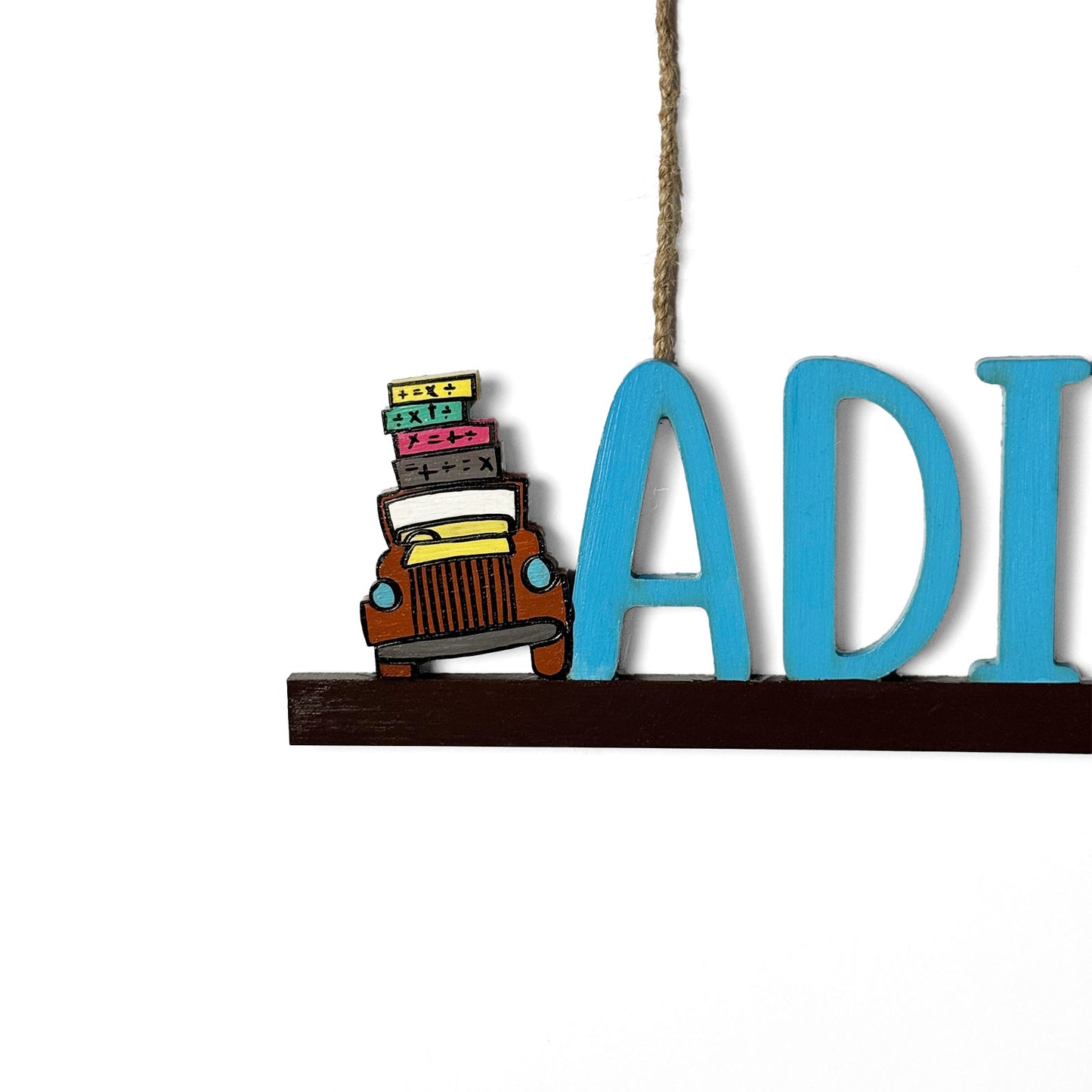 Animal Themed Hand-Painted Wooden Kids Name Plate - Design 1