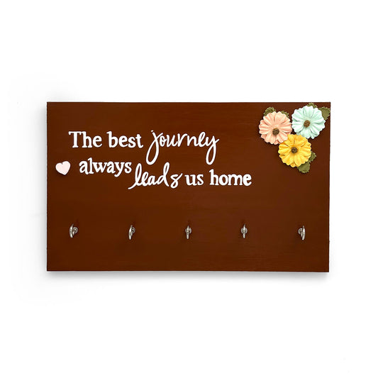 Hand-Painted Wooden Key Holder - The Best Journey Always Leads Us Home