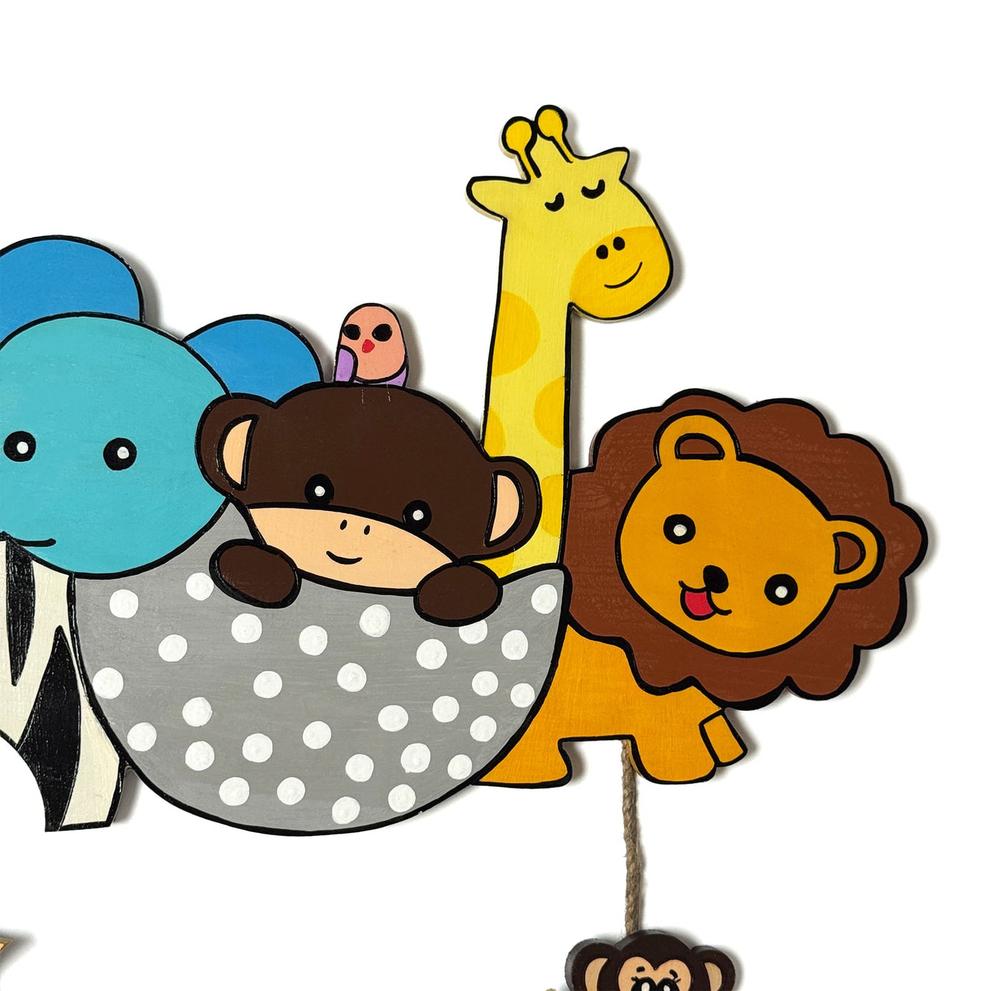 Animal Themed Hand-Painted Wooden Kids Name Plate - Design 2