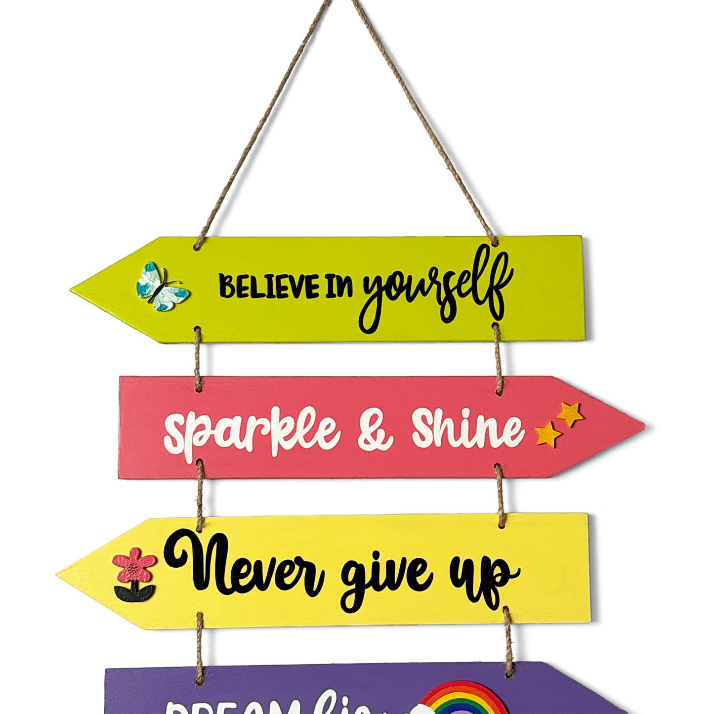 Motivational Quotes Hand-Painted Wooden Arrow Plank Wall Hanging - Design 1