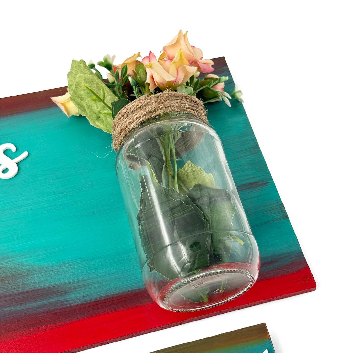 Hand-Painted Wooden Name Plate With Jar For Home - Jar Board & One Plank