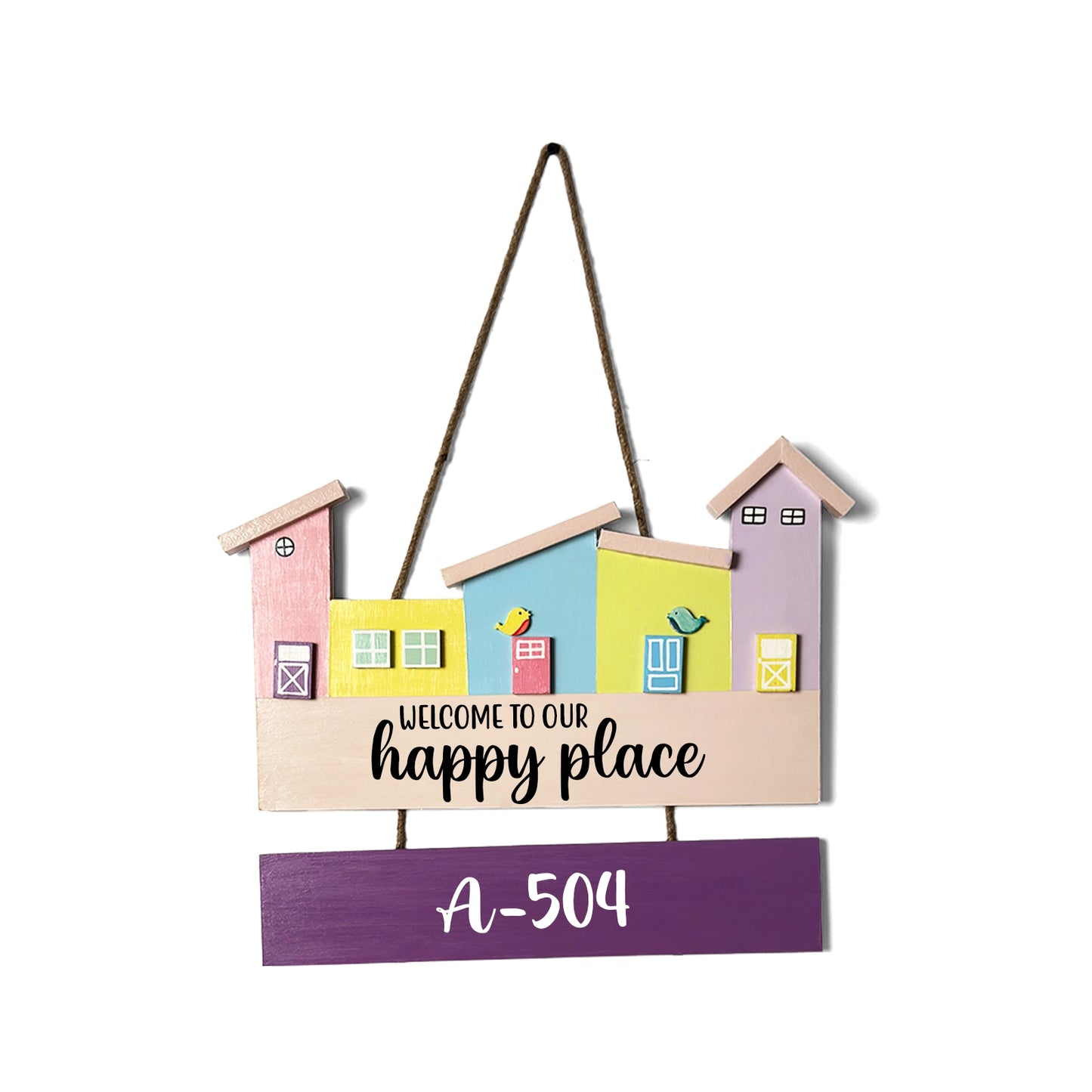 Hut-Shaped Hand-Painted Wooden Name Plate For Home - Hut Board & One Plank Design 2