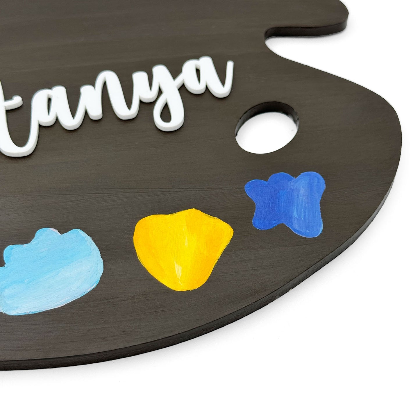 Painting Themed Hand-Painted Wooden Kids Name Plate