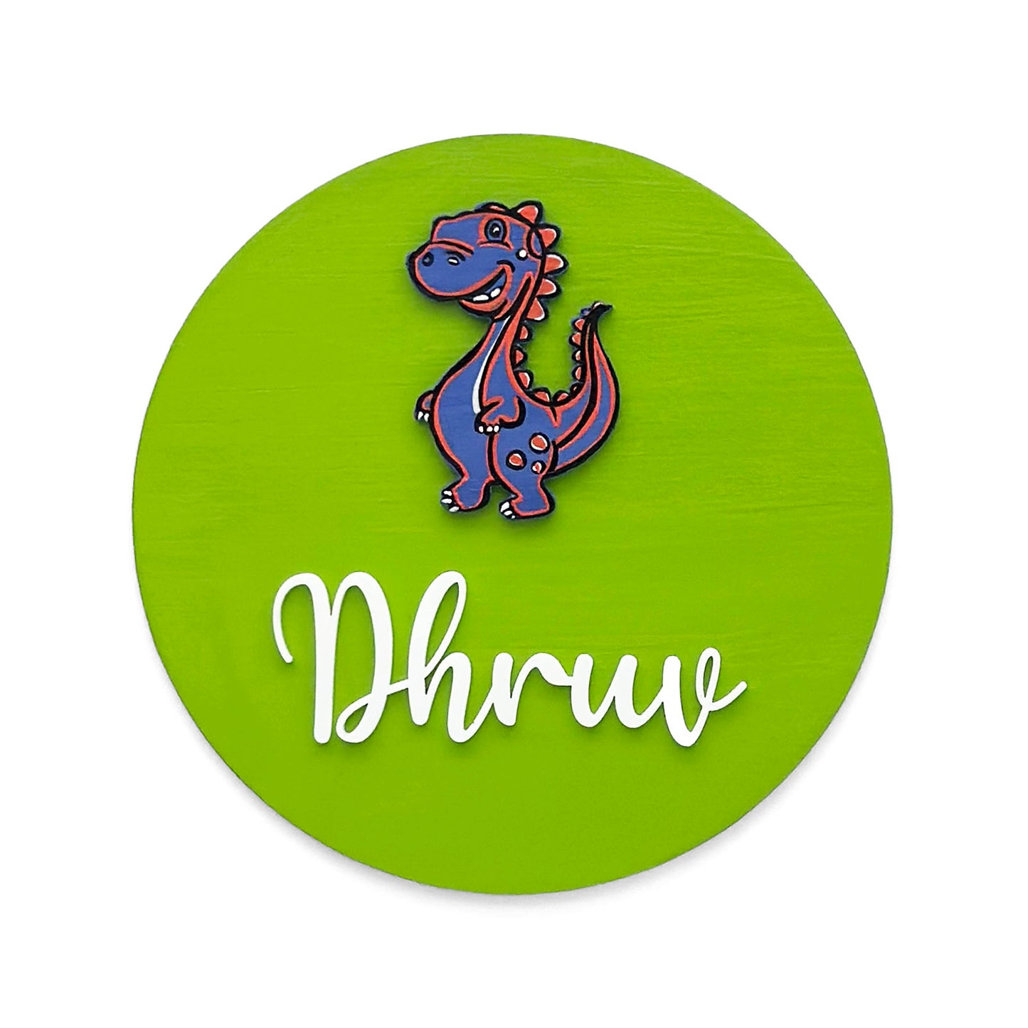 Dinosaur Themed Hand-Painted Wooden Mini Kids Name Plate