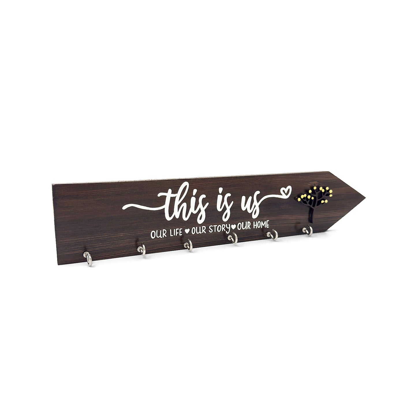 Hand-Painted Wooden Arrow Key Holder - This Is Us