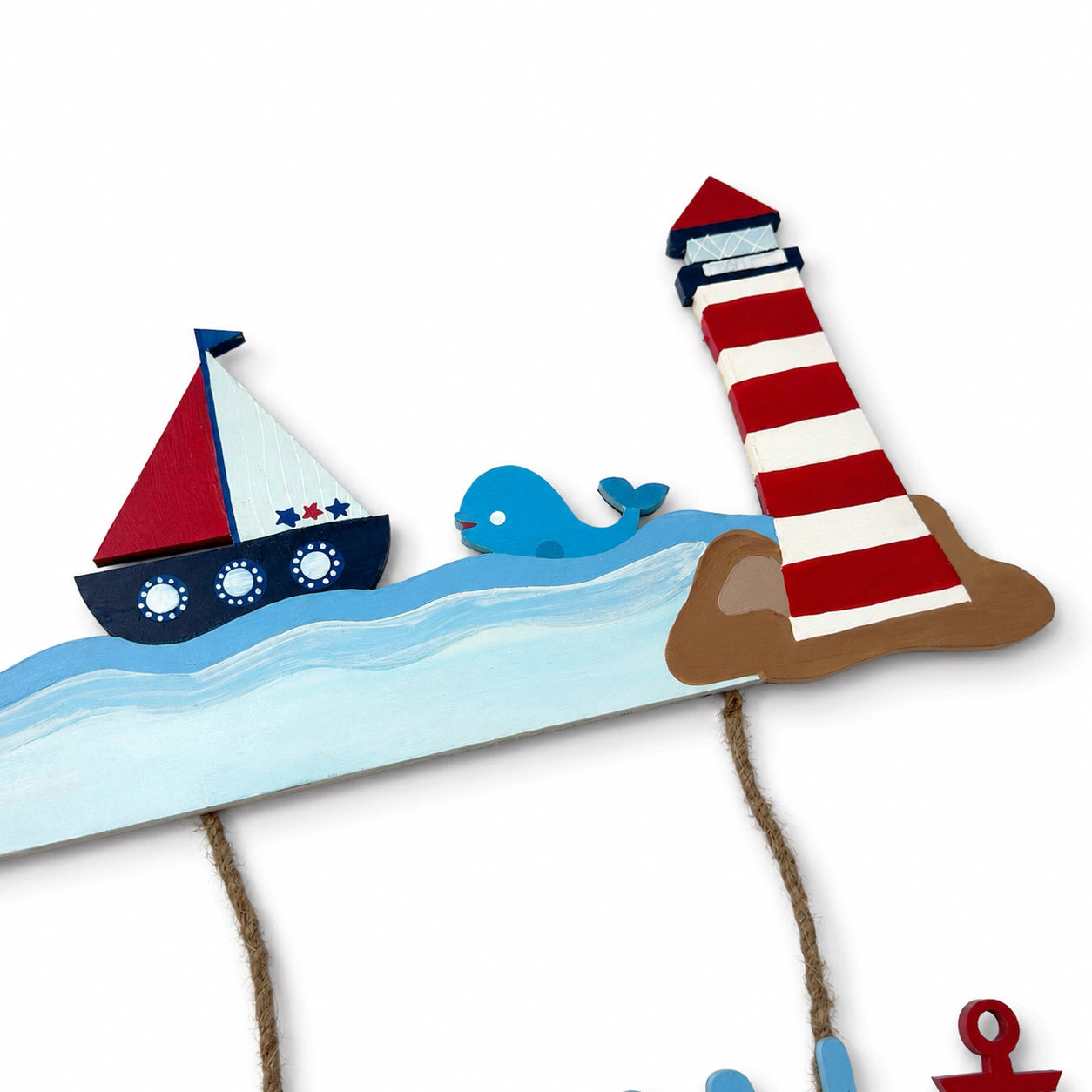 Ocean Themed Hand-Painted Wooden Kids Name Plate - Design 2