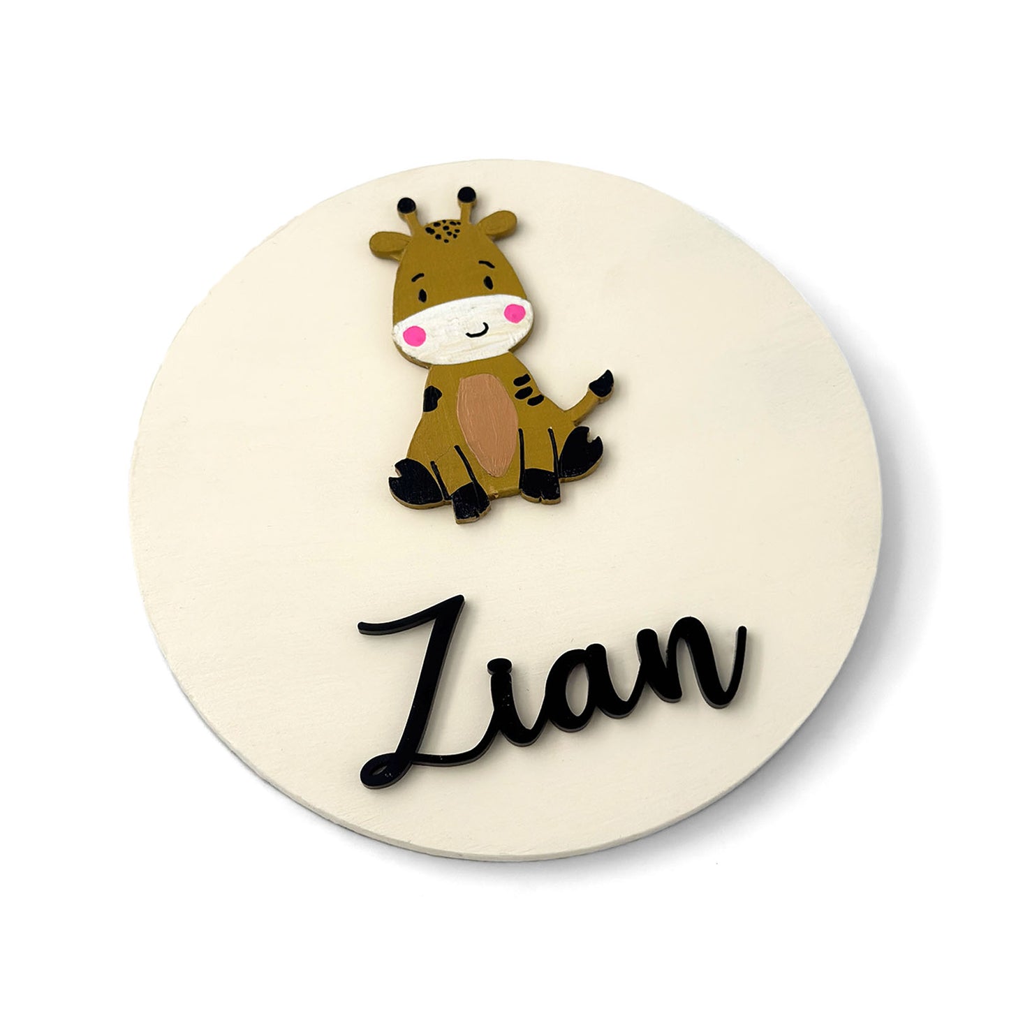 Giraffe Themed Hand-Painted Wooden Name Plate For Kids
