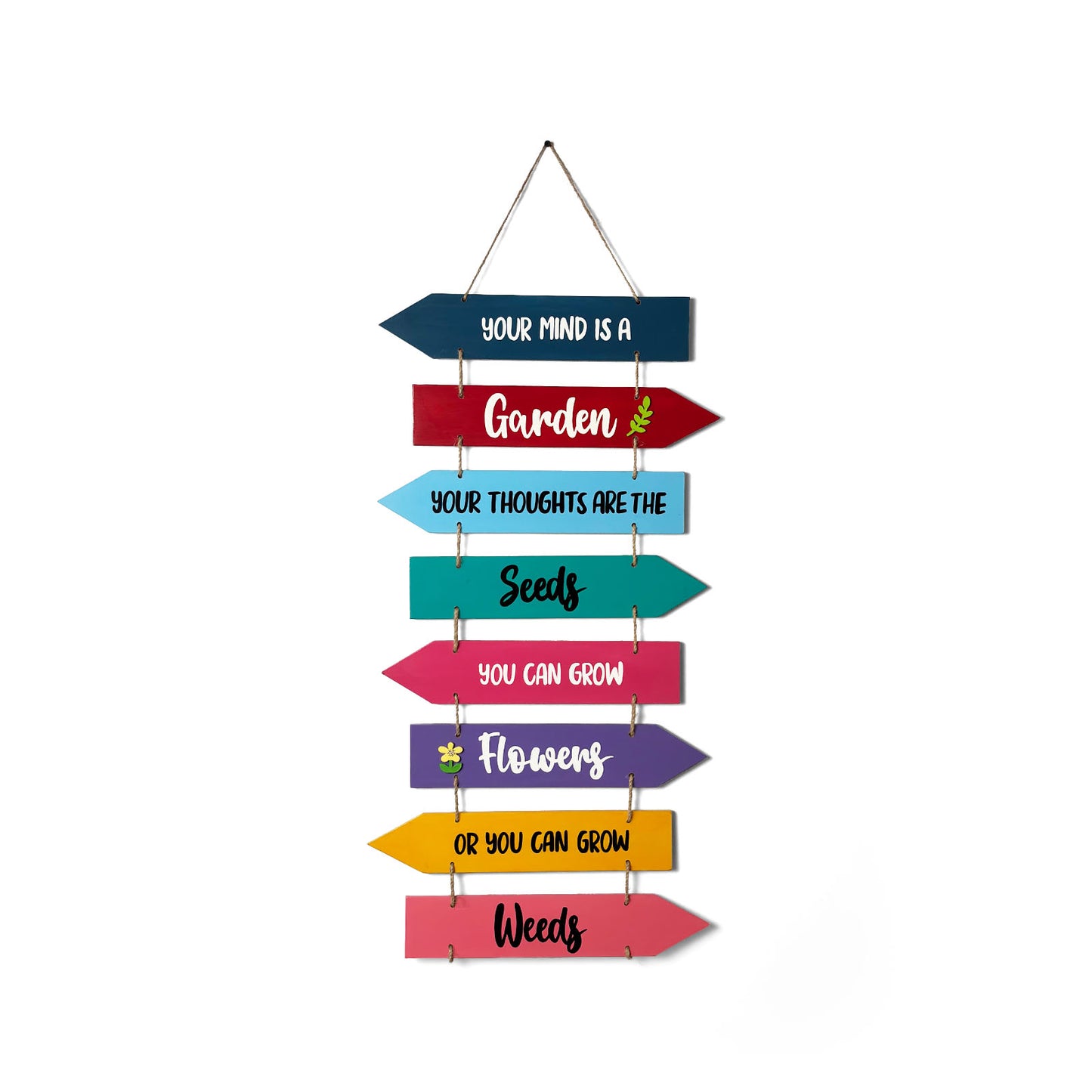 Garden Seeds Flowers Weeds Hand-Painted Wooden Plank Wall Hanging