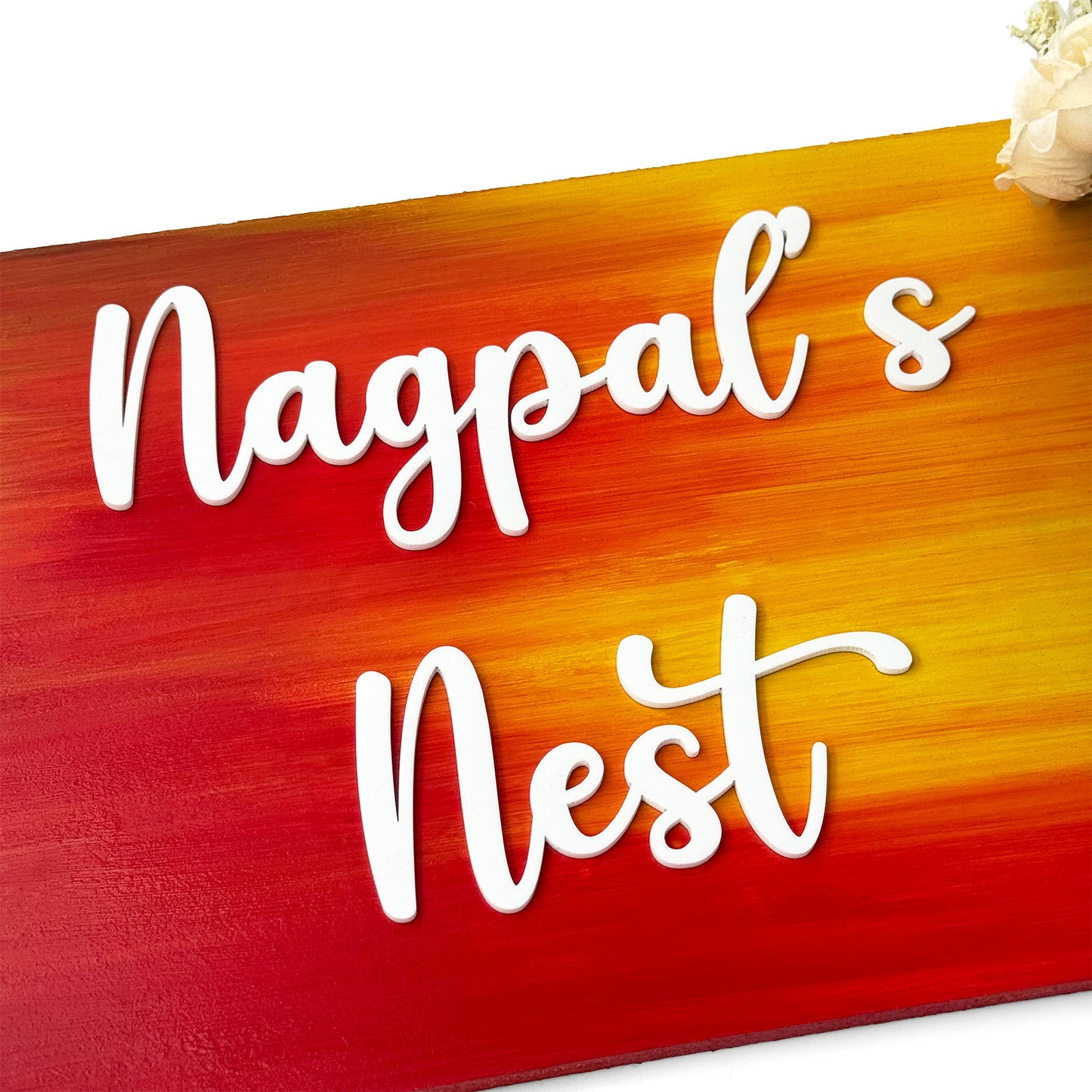 Hand-Painted Wooden Name Plate With Jar For Home - Only Jar Board