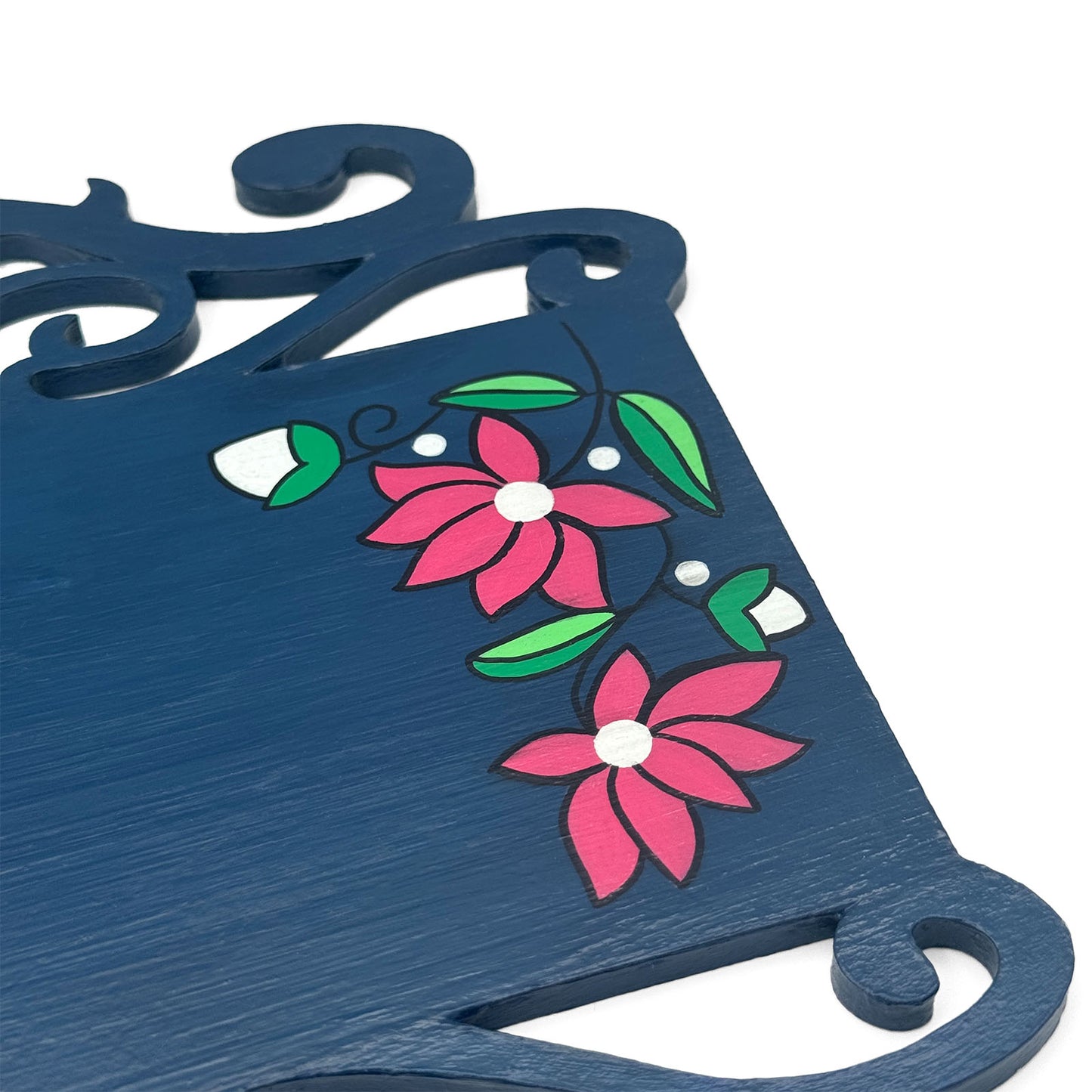 Lotus Artwork Hand-Painted Wooden Madhubani Name Plate For Home