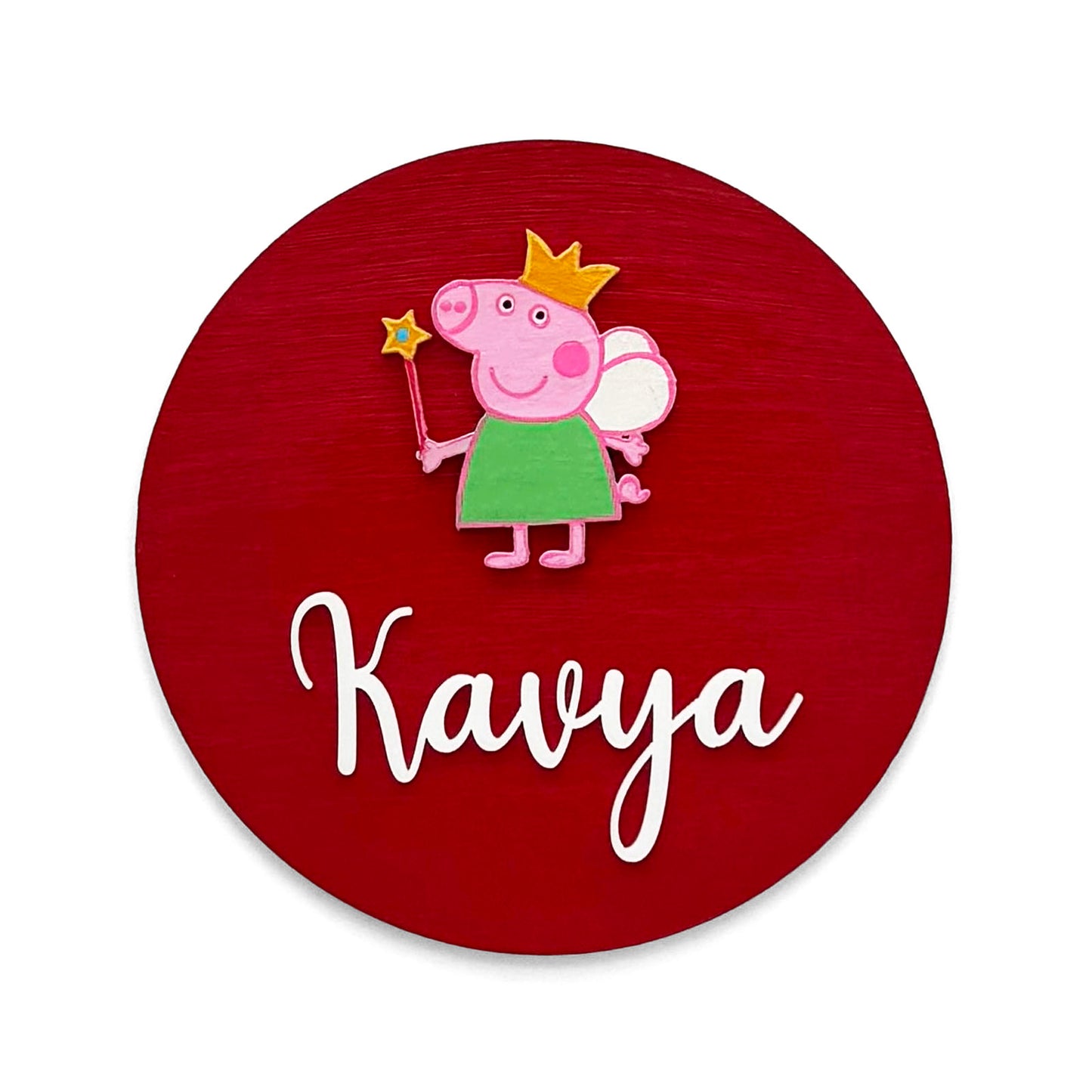 Peppa Pig Themed Hand-Painted Wooden Mini Kids Name Plate
