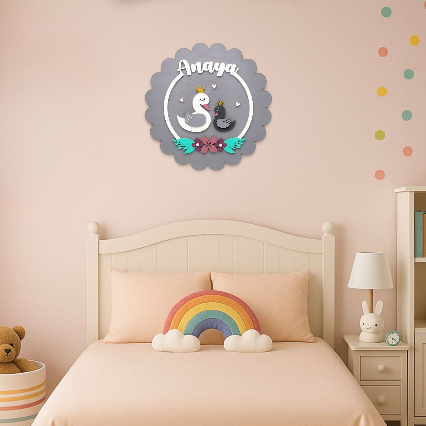 Duck Themed Hand-Painted Wooden Kids Name Plate