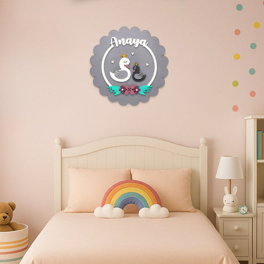 Duck Themed Hand-Painted Wooden Kids Name Plate