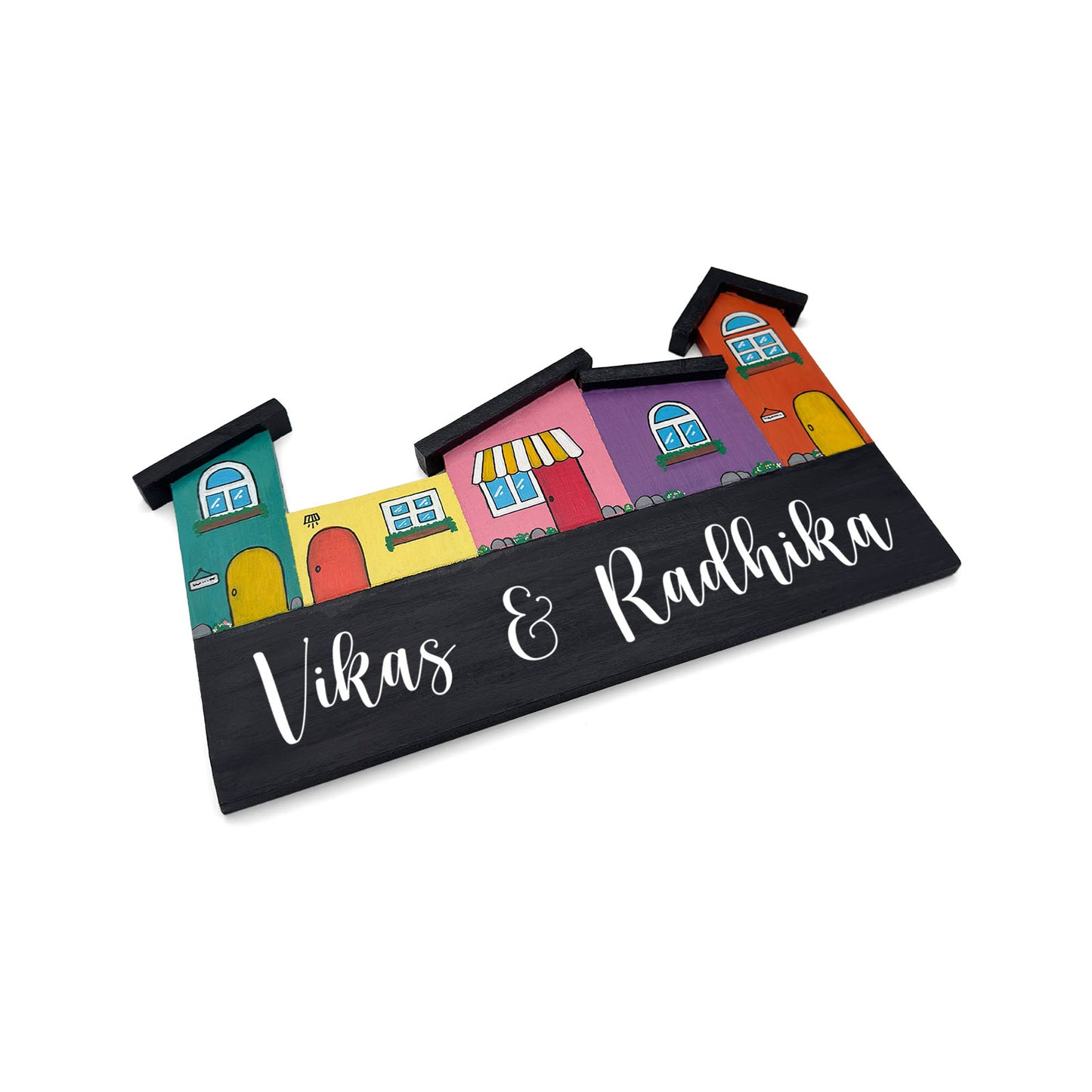 Hut-Shaped Hand-Painted Wooden Name Plate For Home - Hut Board Design 1