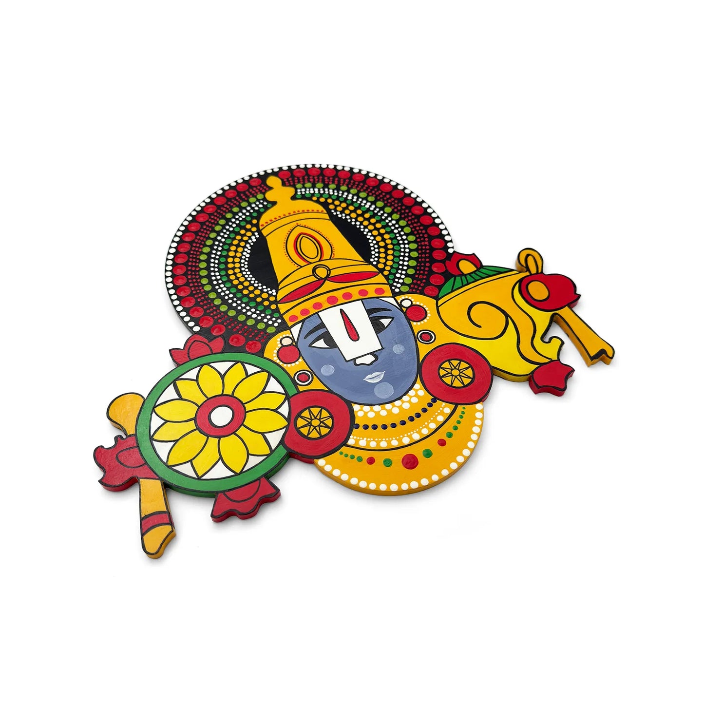 Tirupati Balaji Hand-Painted Wooden Wall Hanging