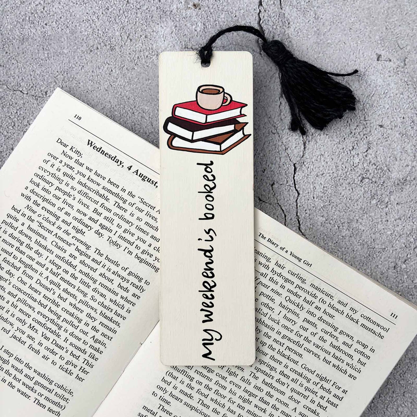 Hand-Painted Wooden Bookmark - My Weekend Is Booked