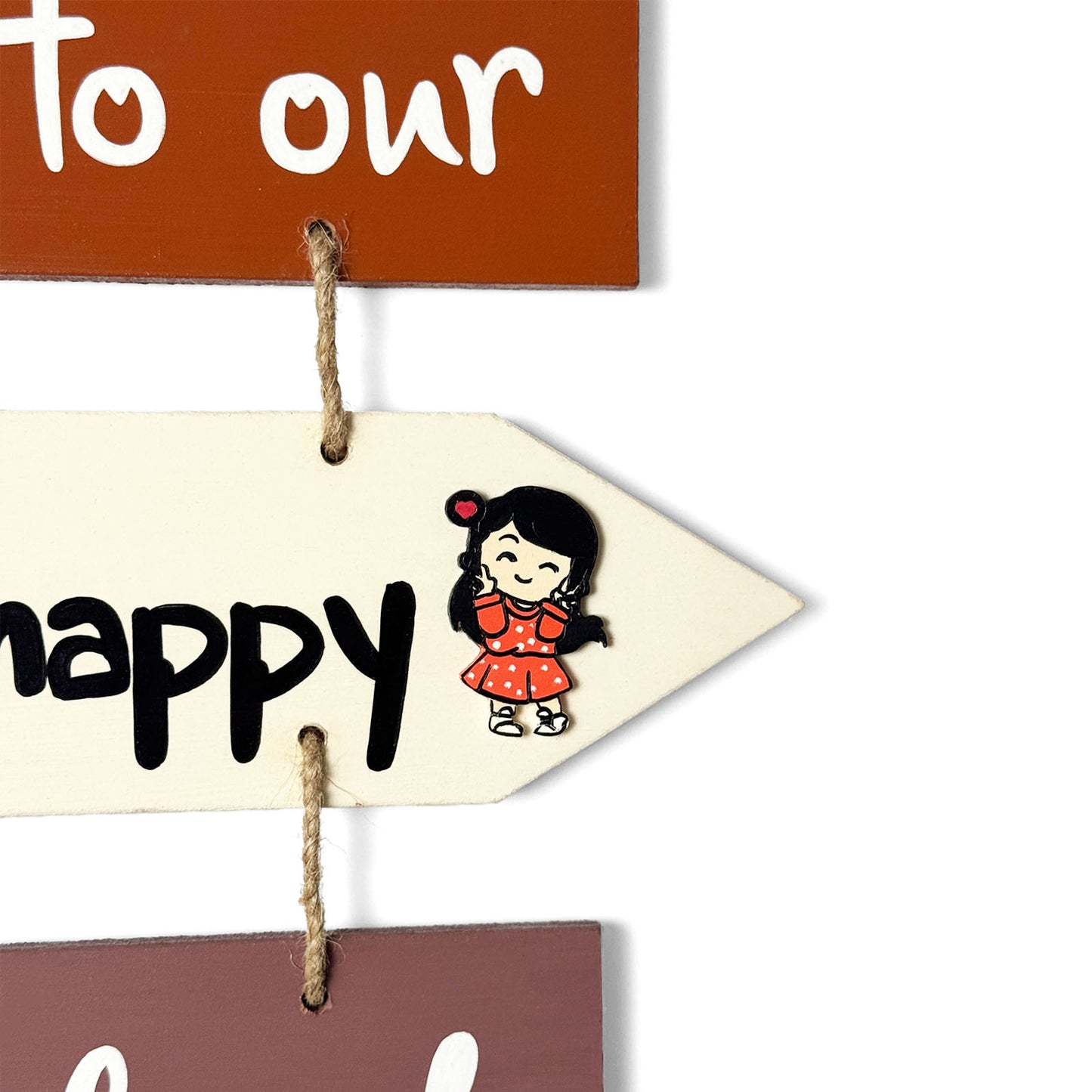 Welcome To Our Home Hand-Painted Wooden Arrow Plank Wall Hanging - Design 10