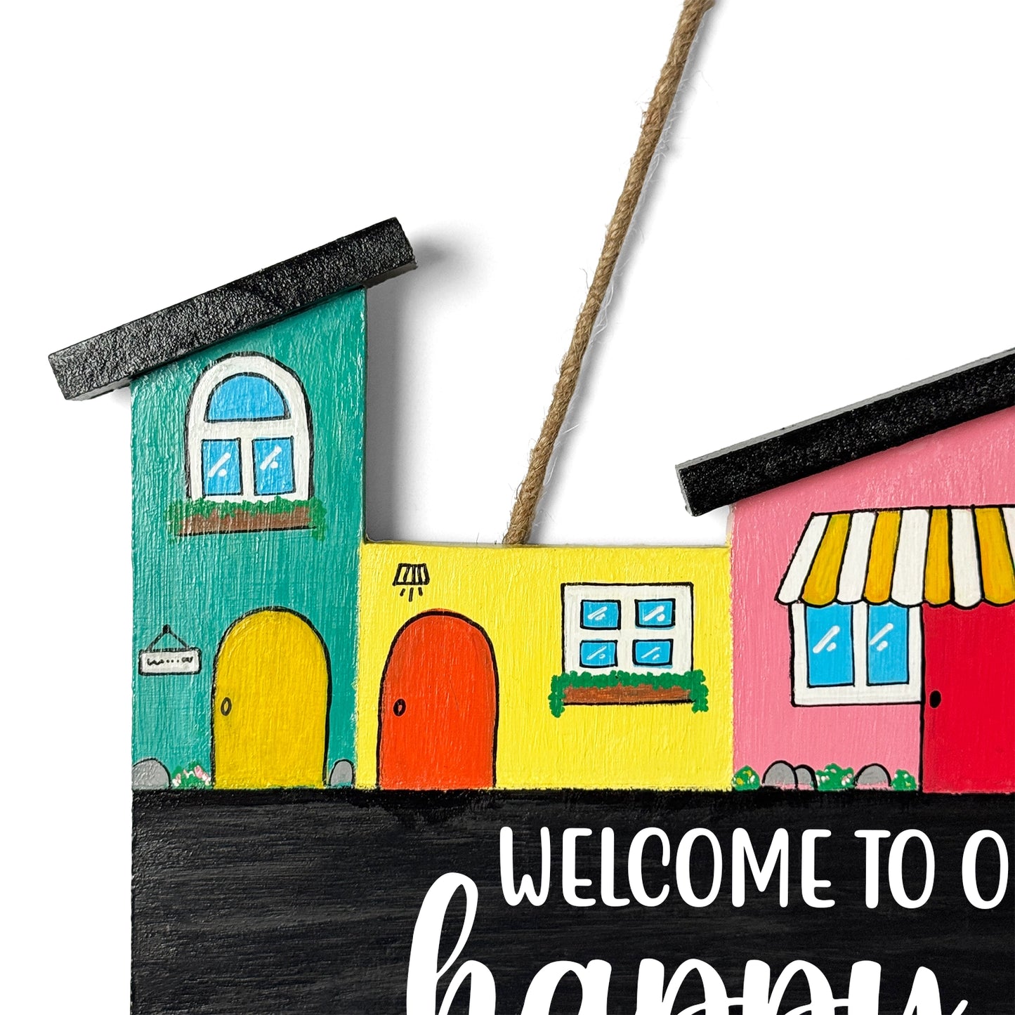 Hut-Shaped Hand-Painted Wooden Name Plate For Home - Hut Board & One Plank Design 1