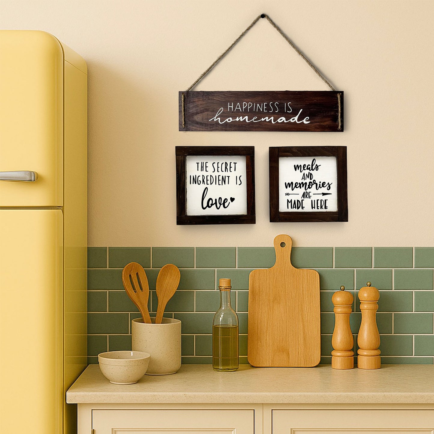 Hand-Painted Wooden Kitchen Wall Combo of 3 - Combo Three