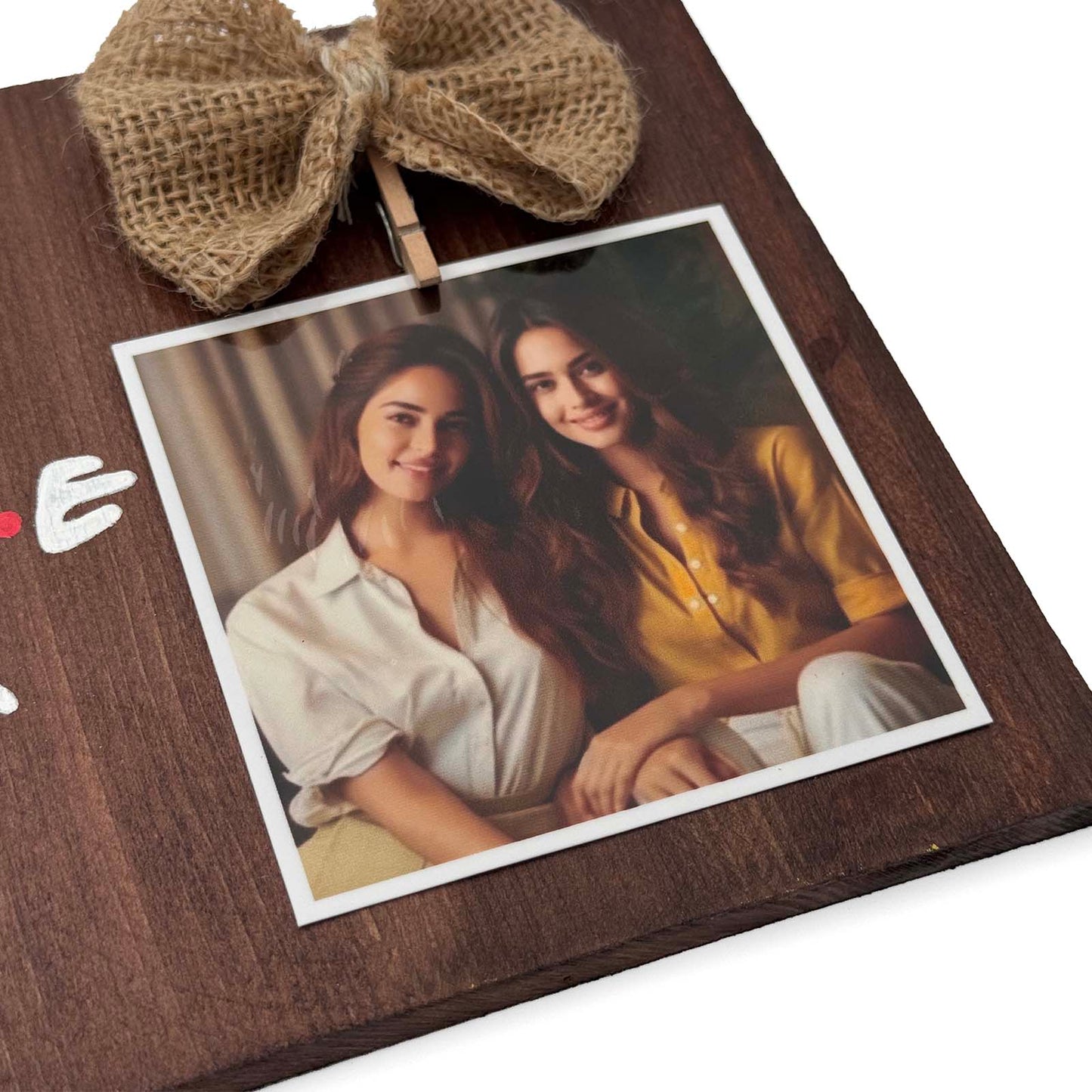 I'll Be There For You Hand-Painted Wooden Photo Holder - Wooden Finish