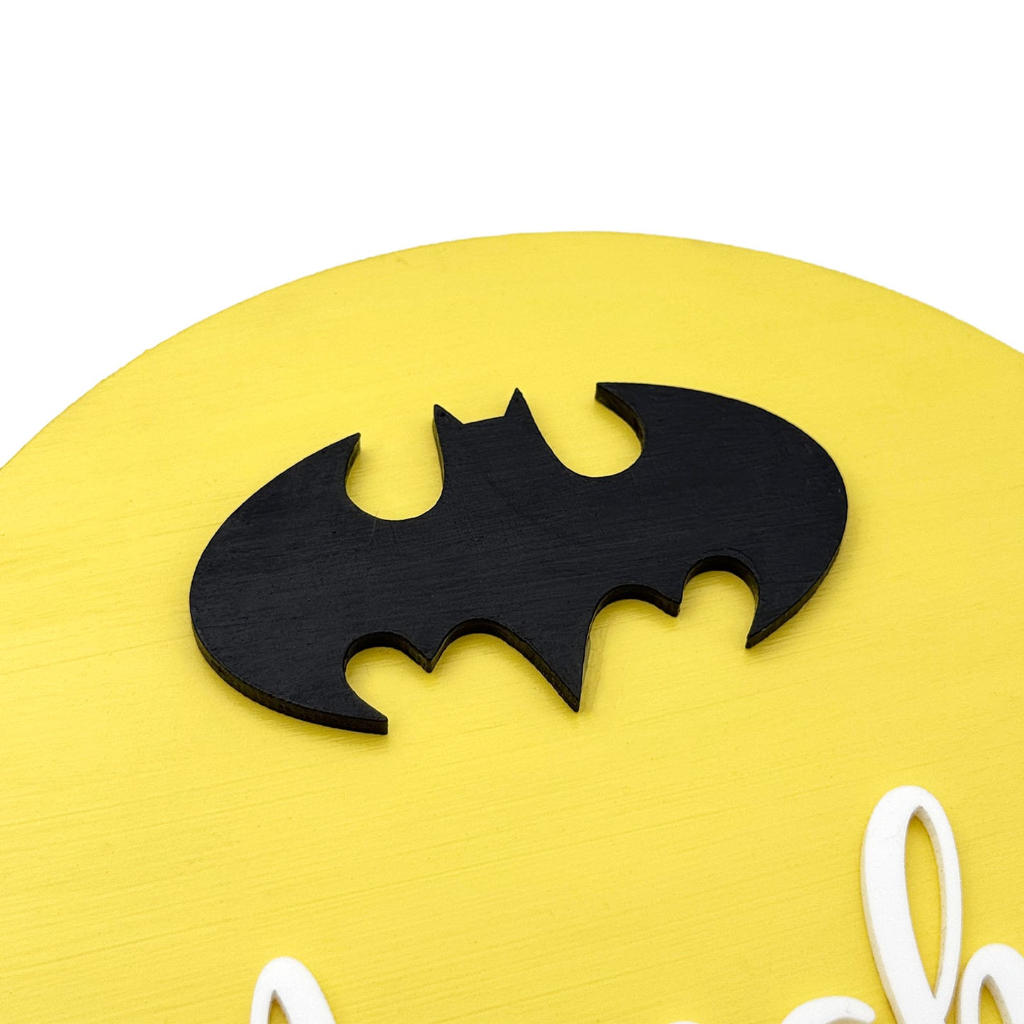 Batman Themed Hand-Painted Wooden Mini Kids Name Plate