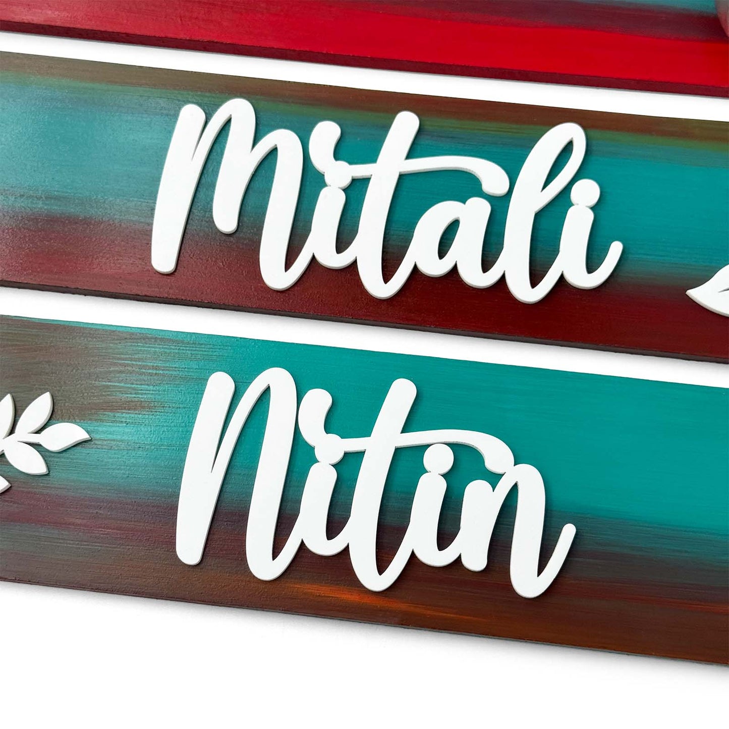 Hand-Painted Wooden Name Plate With Jar For Home - Jar Board & Two Planks